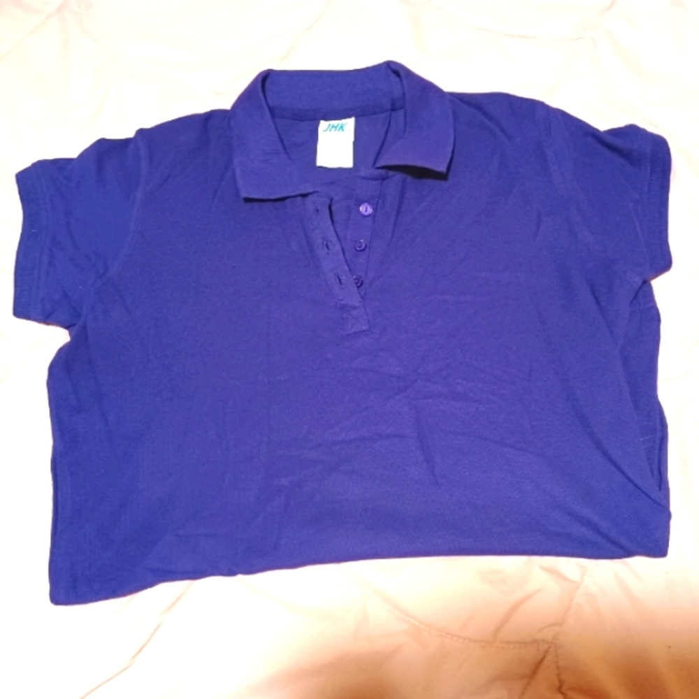 Purple Polo Shirt Junior’s XL Slim Fit Collared Top Short Sleeve Button Shirt